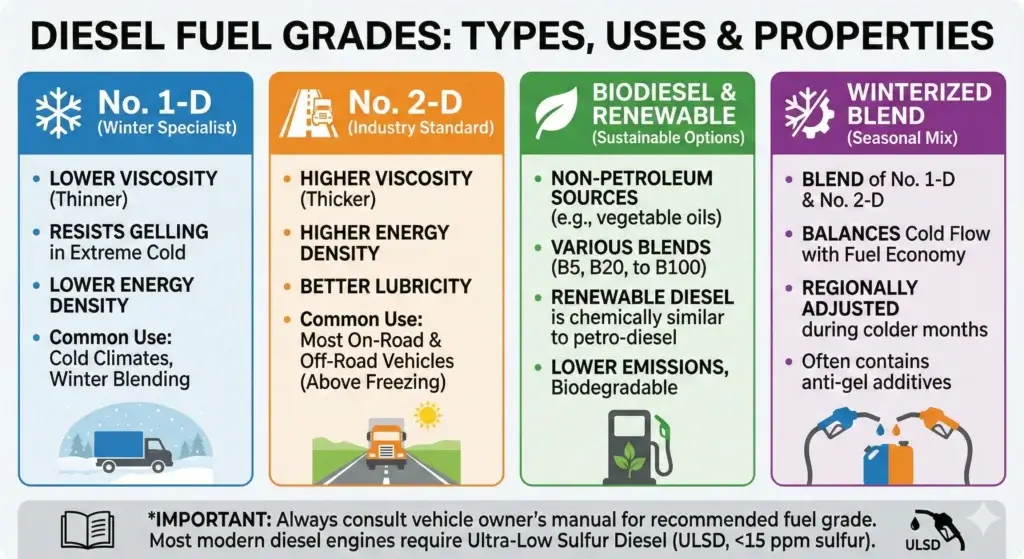 Diesel Fuel Grades Explained: No. 1, No. 2, Winterized, Biodiesel & Renewable Diesel