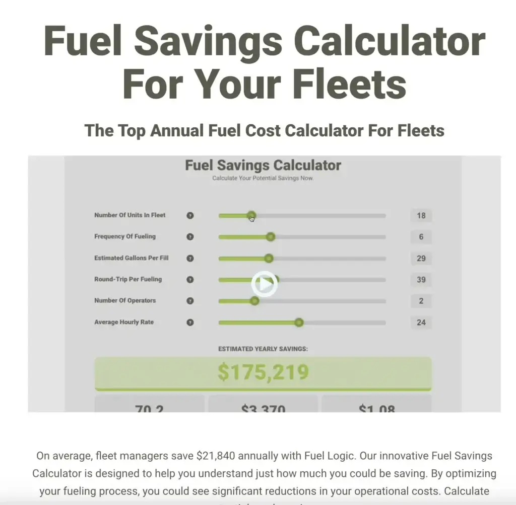 calc - Fuel Logic fuel savings calculator for your fleets