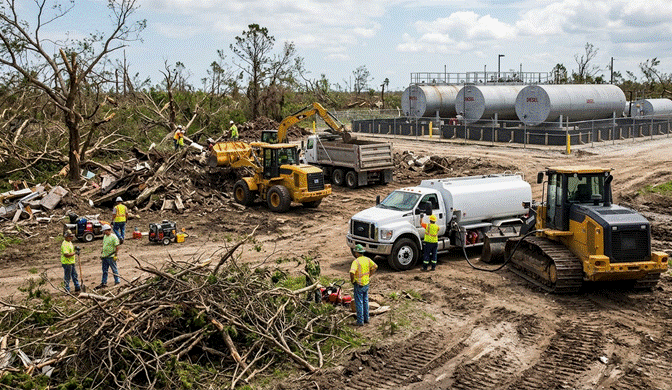 storm cleanup fuel usage